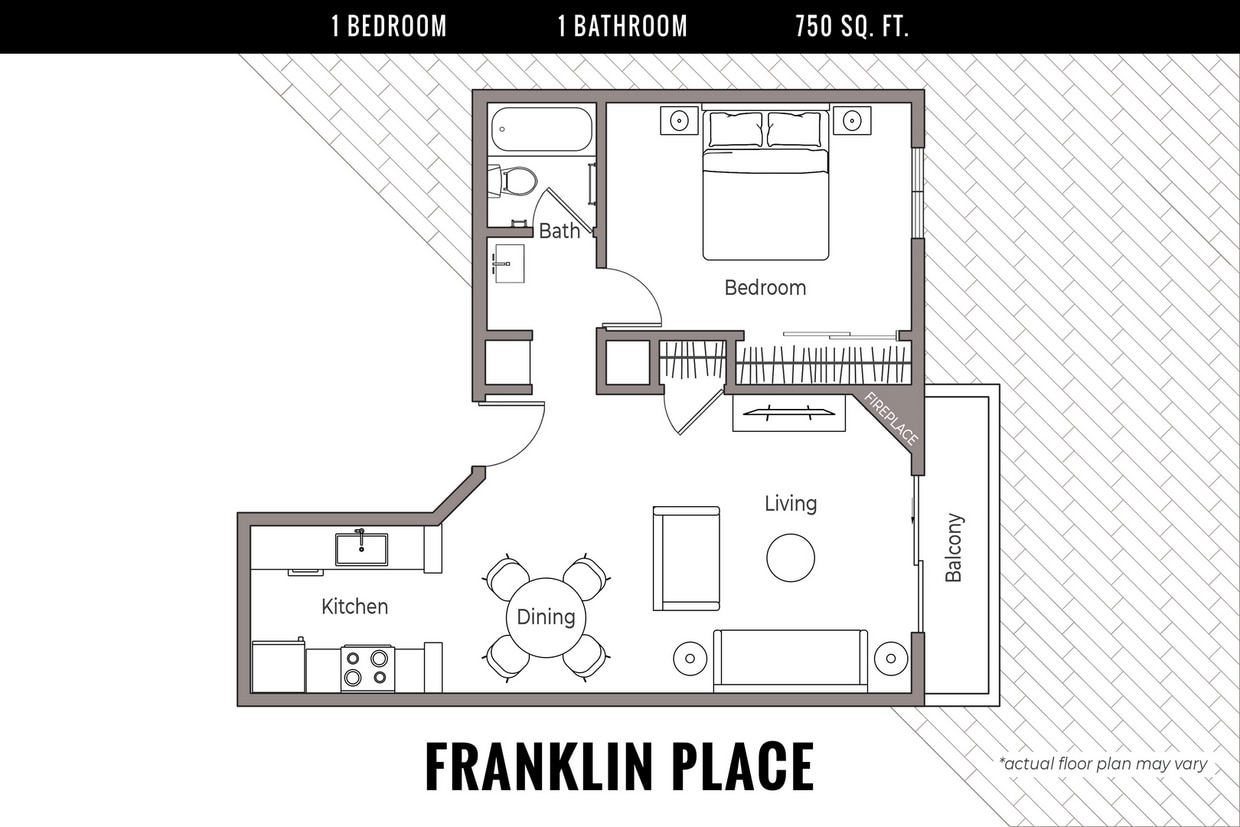 Floor Plan - One Bedroom, One Bath