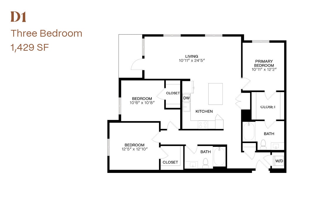 Floor Plan - Three Bedroom D1