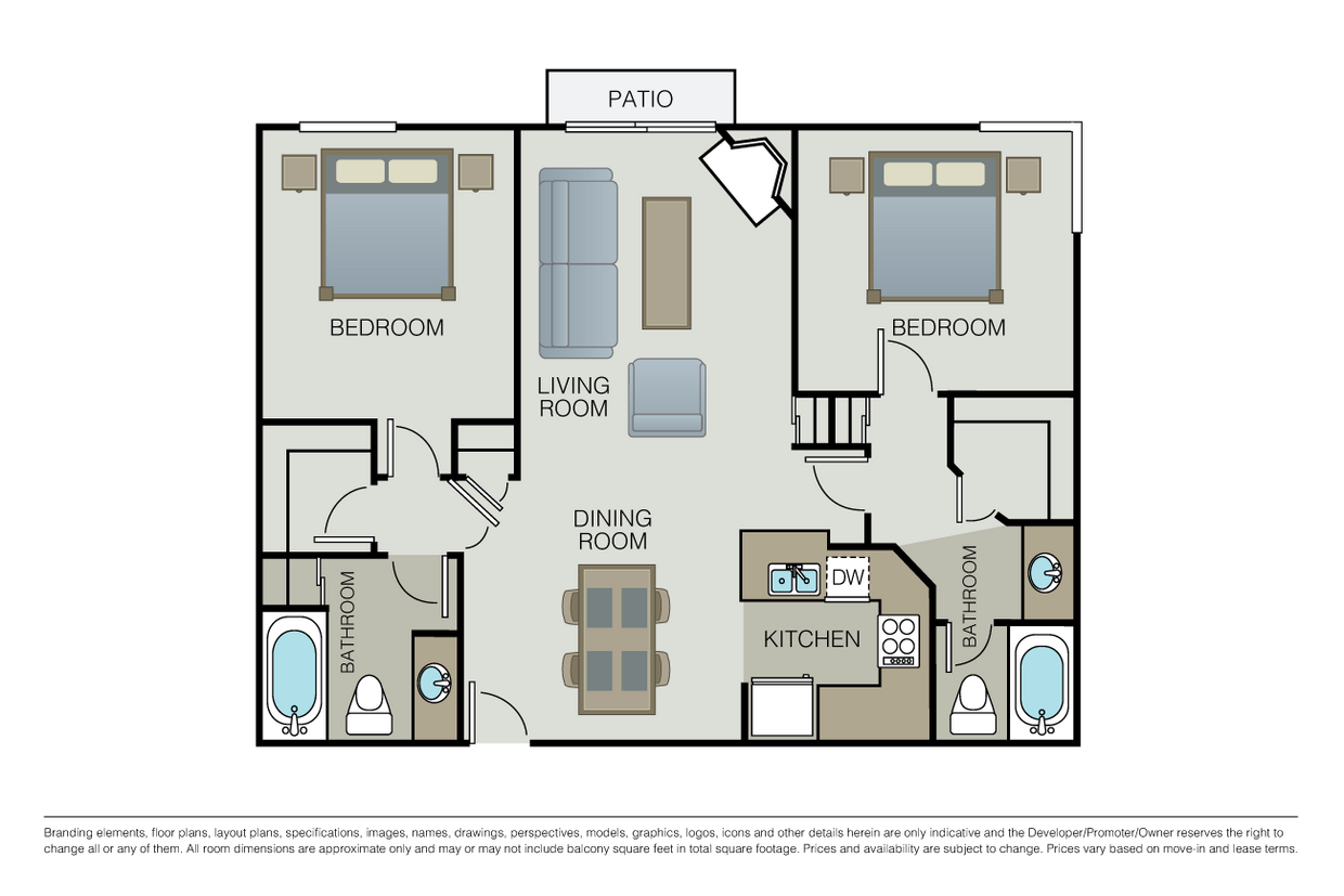 Floor Plan - 2 Bed 2 Baths - Marbella