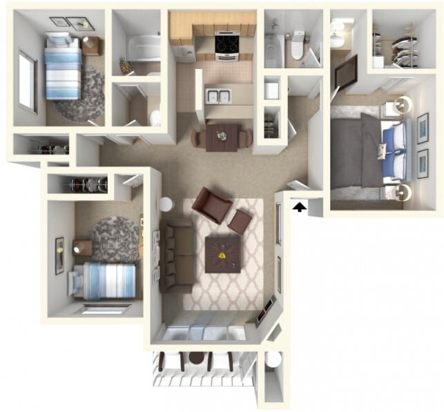PLAN E - 3 Bed 2 BATH