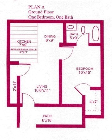 Floor Plan - 1 Bedroom Downstairs