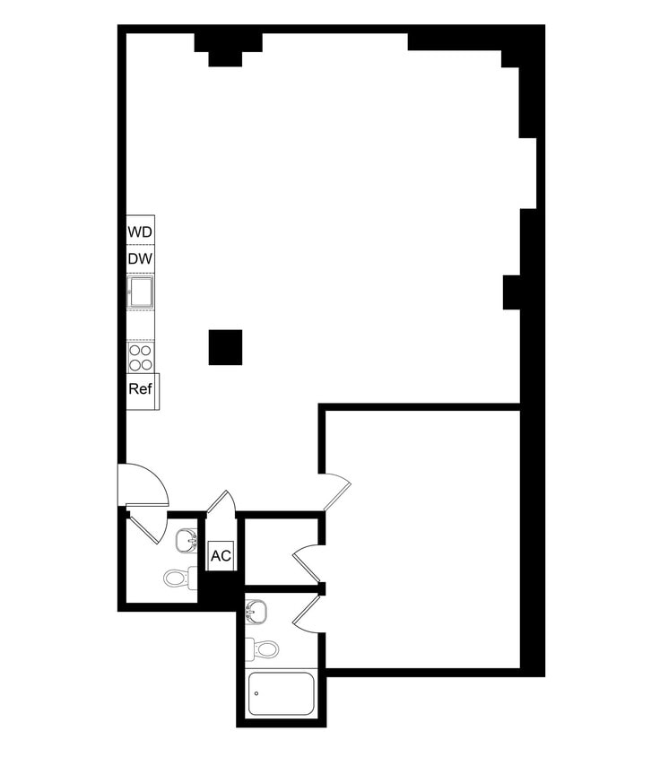 Floor Plan - 1 Bedroom 1.5 Bath