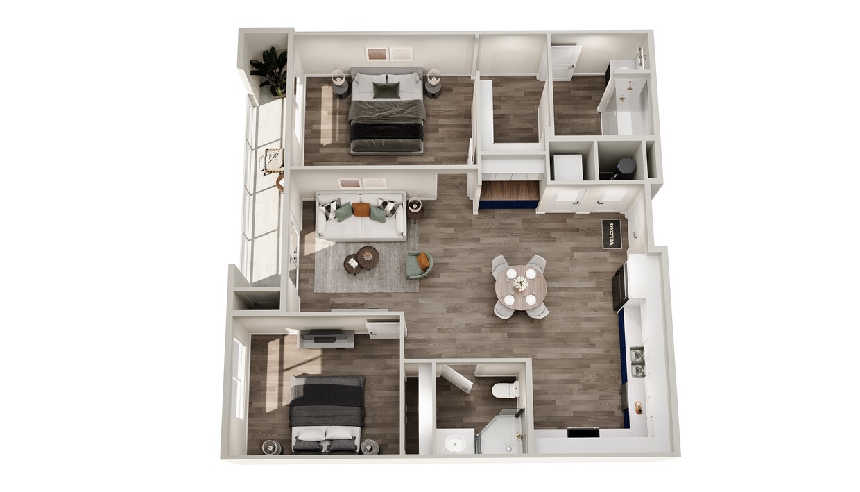 Floor Plan - 2 Bed 2 Bath - 1043 sqft