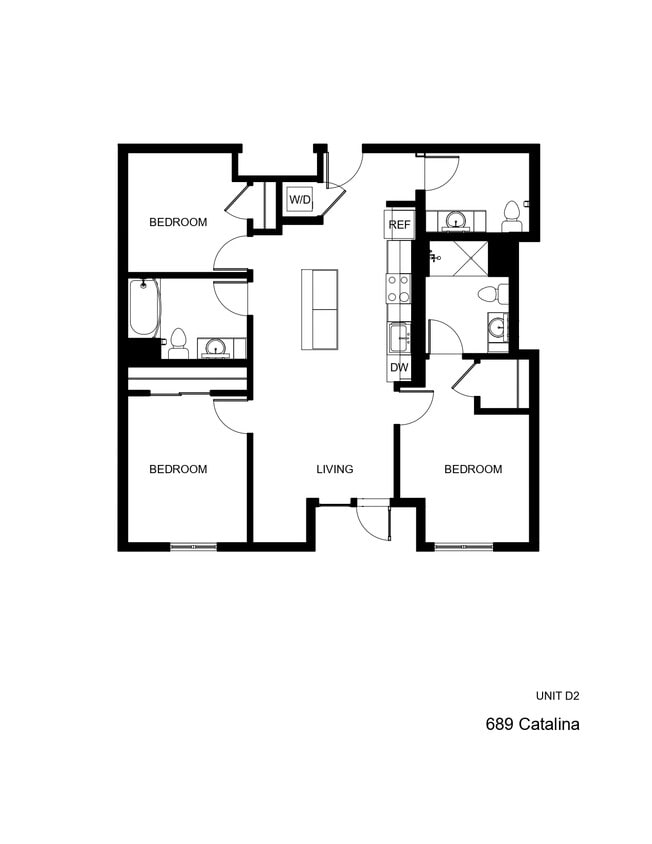 Floor Plan - D1 - 3 Bed 3 Bath