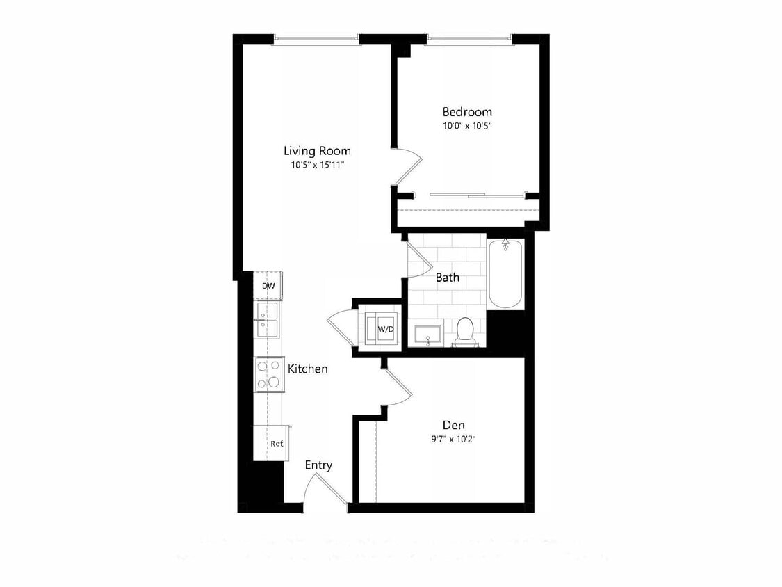 Floor Plan - 2A (1 bedroom + den)