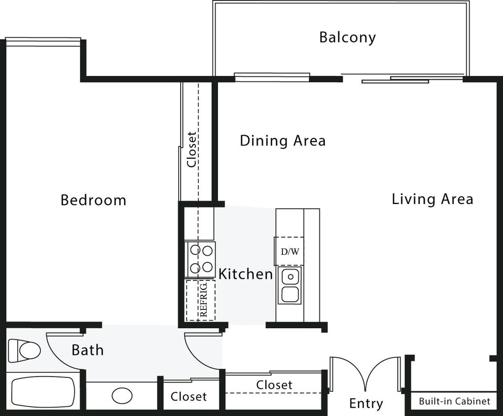 Floor Plan - 1 Bedroom E - No W/D