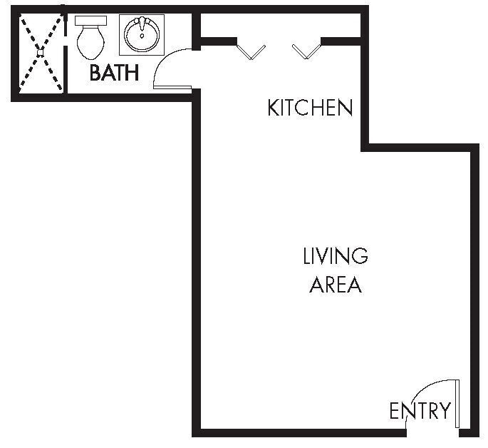 Floor Plan - 0 Bed, 1 Bath A