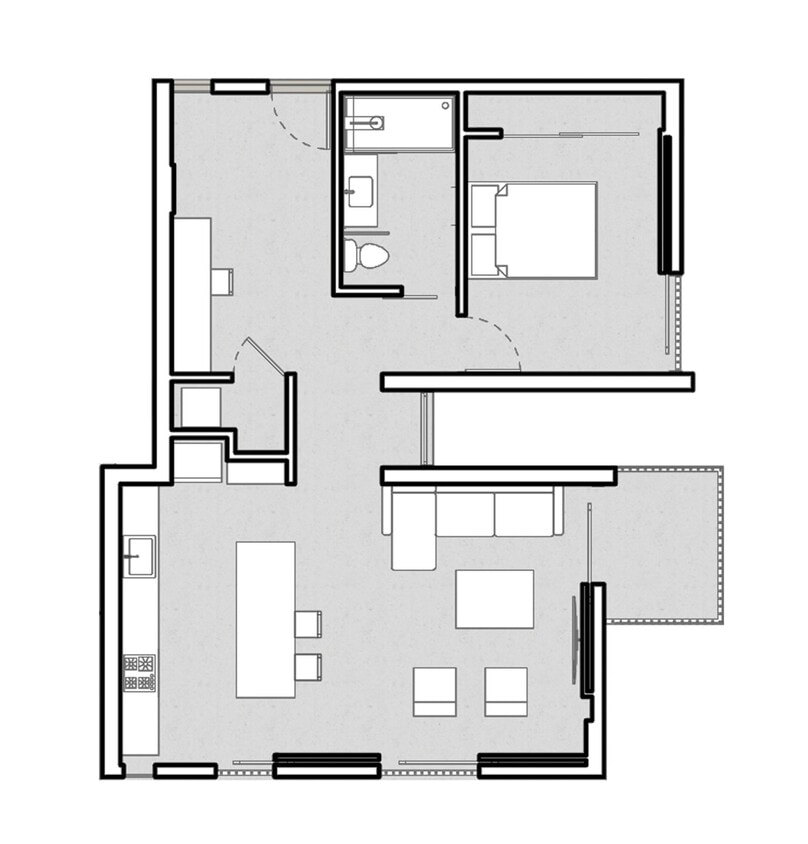 Floor Plan - 1 BR Balcony + Den Floorplan G