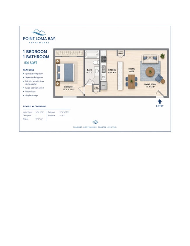 Floor Plan - 1 Bedroom - Downstairs