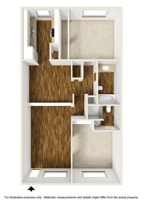 Floor Plan - 2 Bedrooms, 2 Bathrooms Plan A