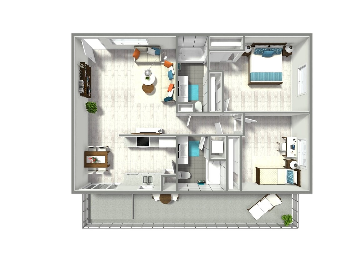 Floor Plan - 2 Bed 2 Bath
