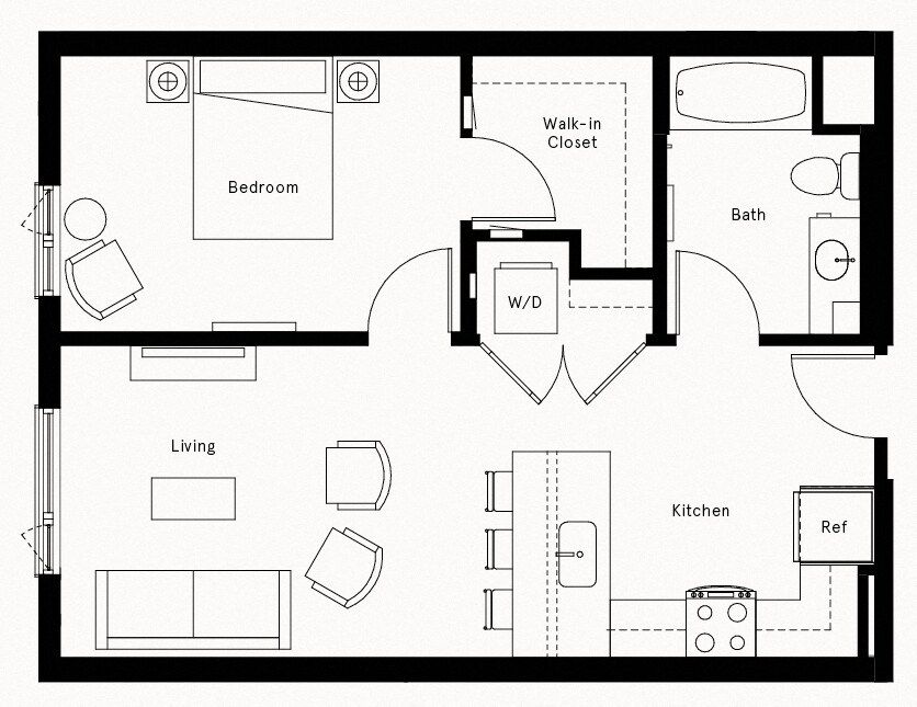 Floor Plan - 1 Bed/1 Bath-A6