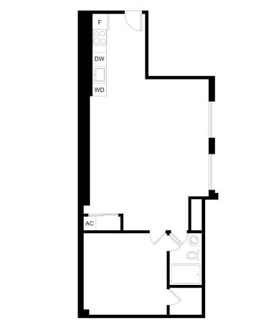 Floor Plan - 1 Bed 1 Bath