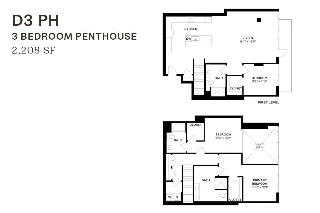 Floor Plan - Three Bedroom Penthouse D3 PH 
