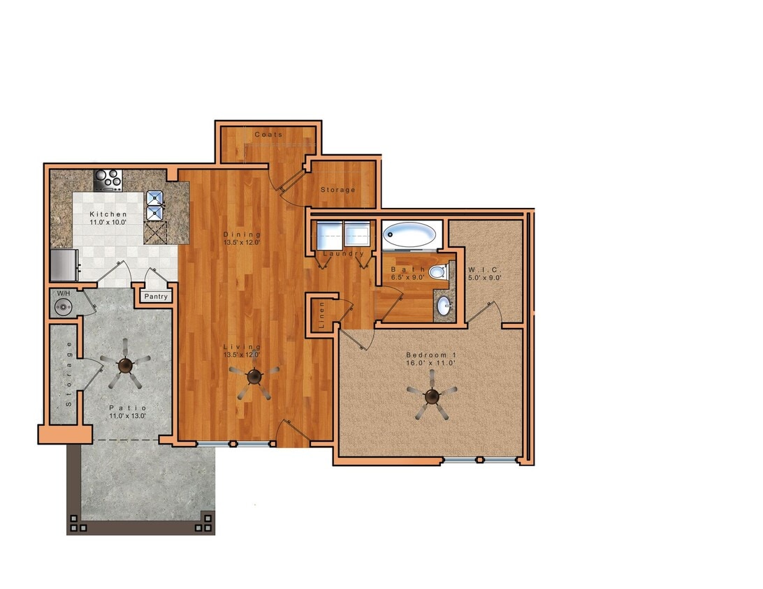 Floor Plan - 1 Bedroom - Merlot Grand Patio