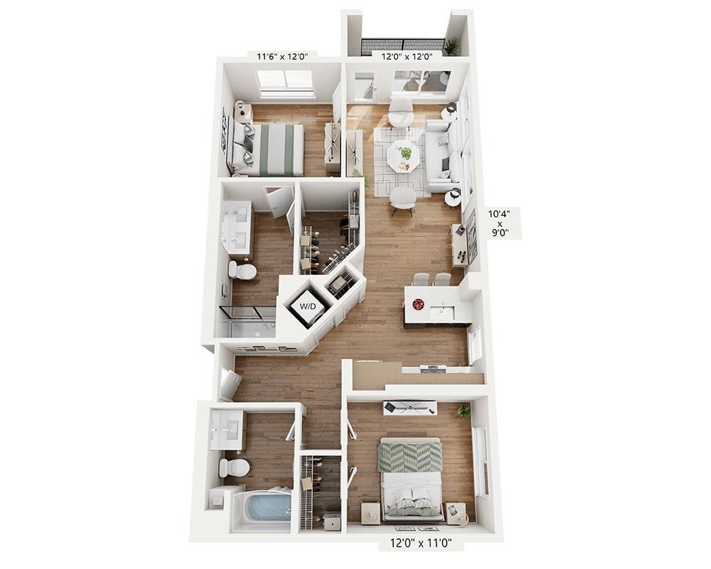 Floor Plan - Two Bedroom - B2A