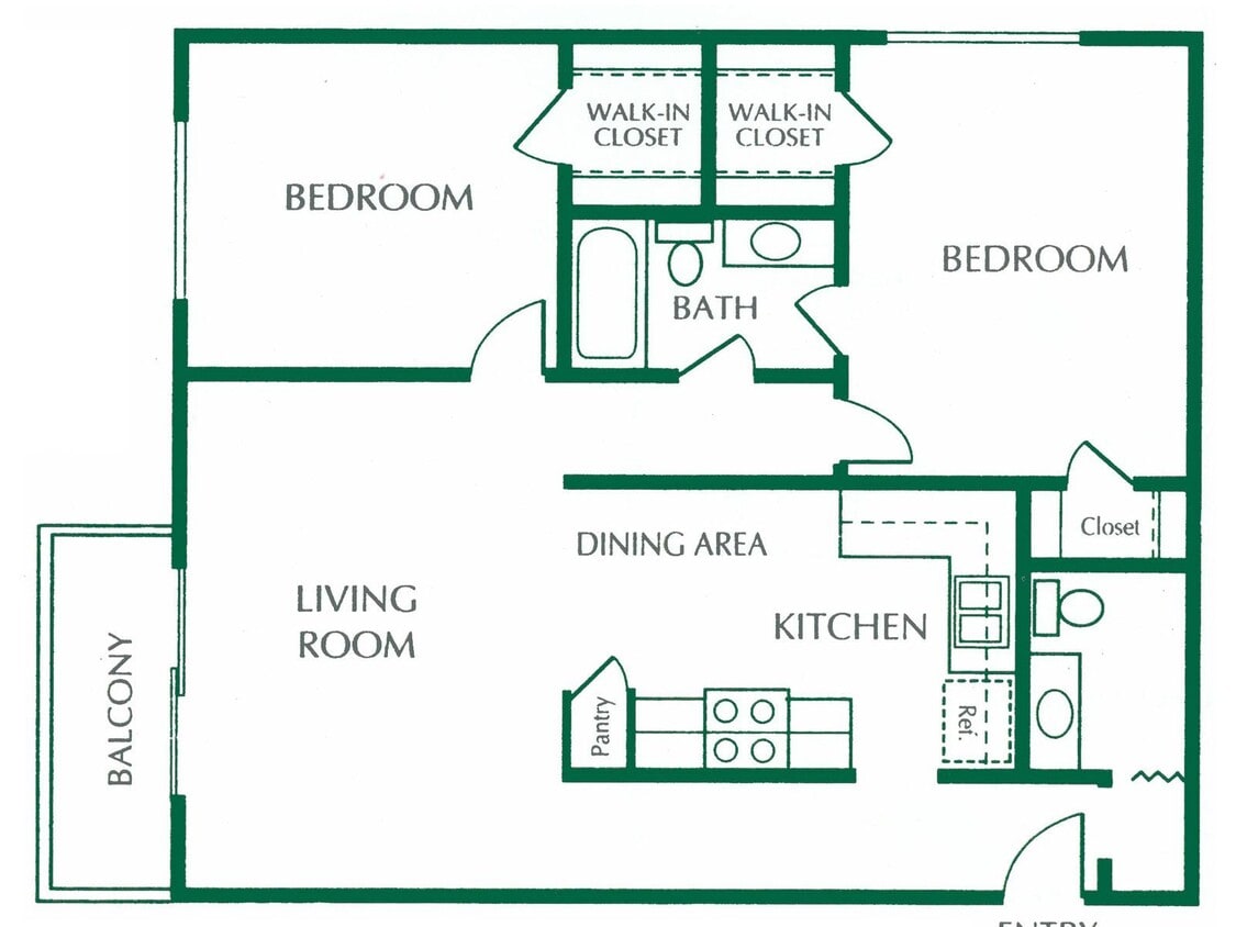 Floor Plan - 2 Bed 1.5 Bath
