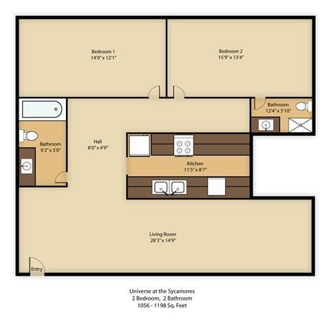 Floor Plan - 2BR 2BA