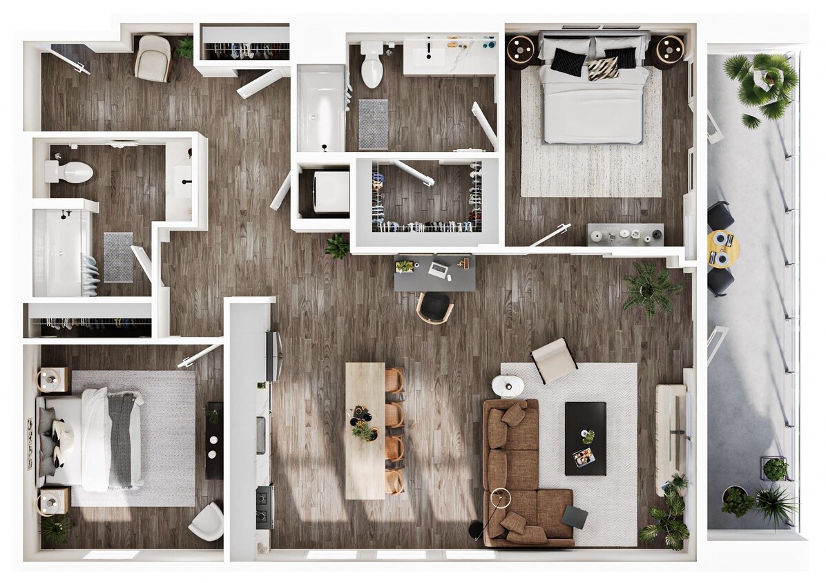 Floor Plan - 2 Bedroom | 2 Bath | Plan B9