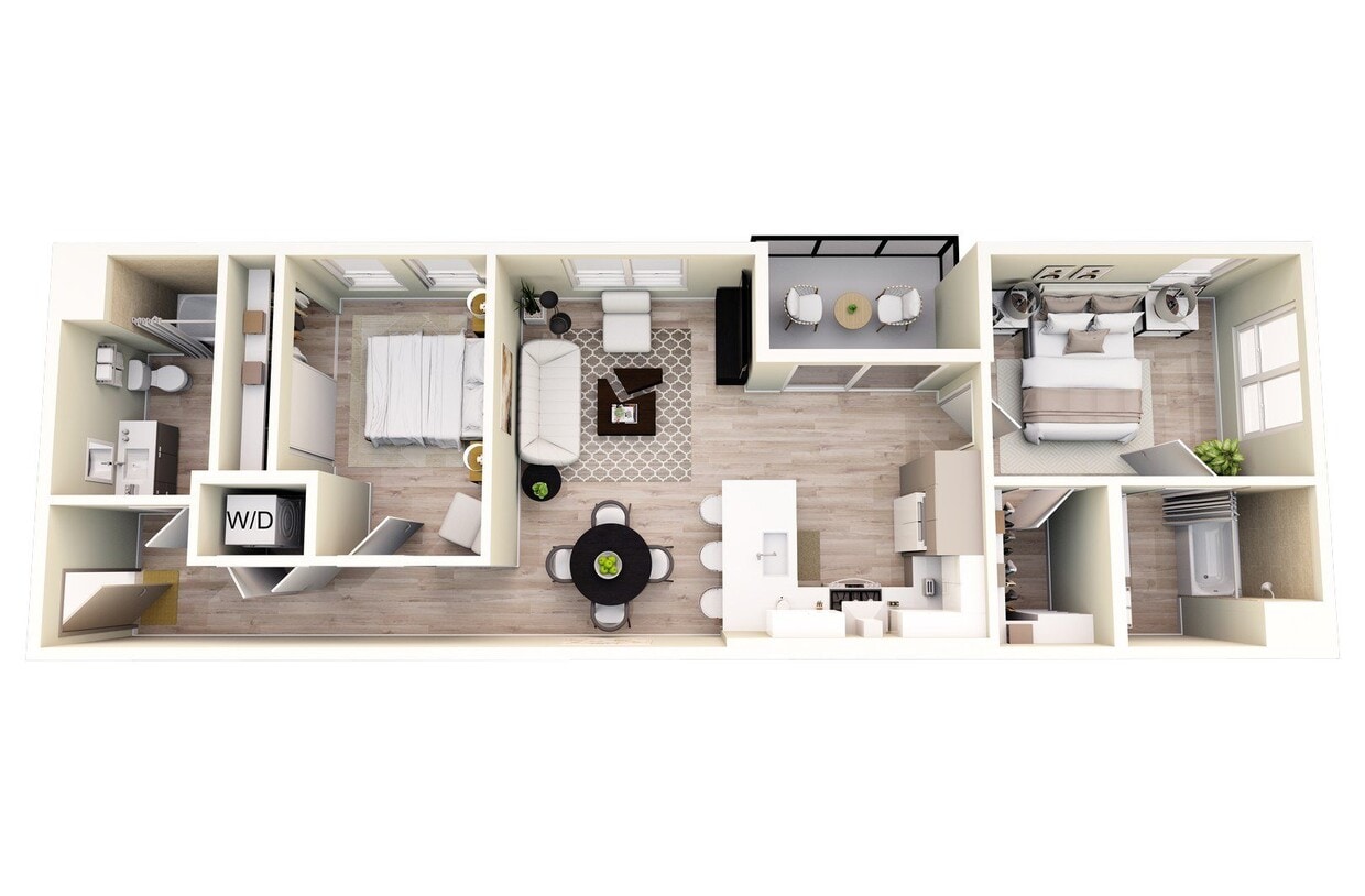 Floor Plan - 2 Bedroom, 2 Bath Plan 2A
