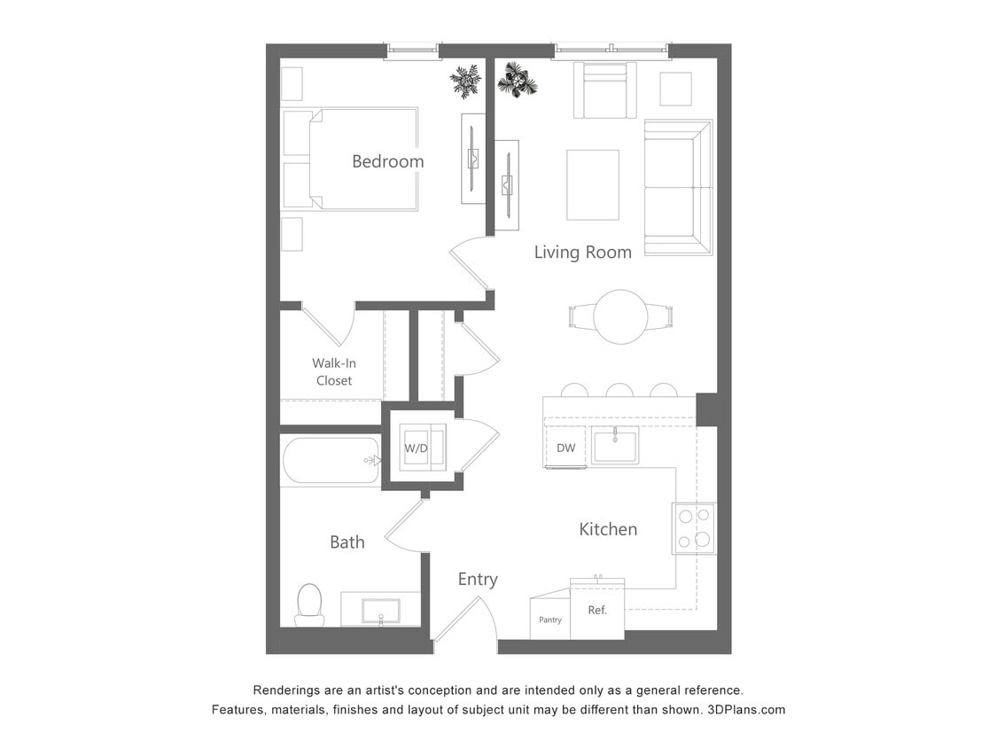 Floor Plan - 1C - 1 Bedroom