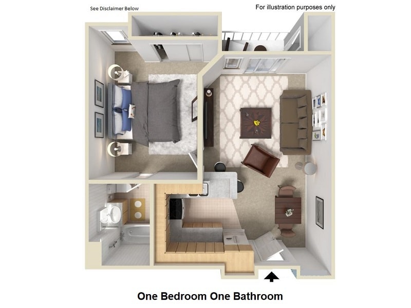 Floor Plan - One Bedroom One Bathroom