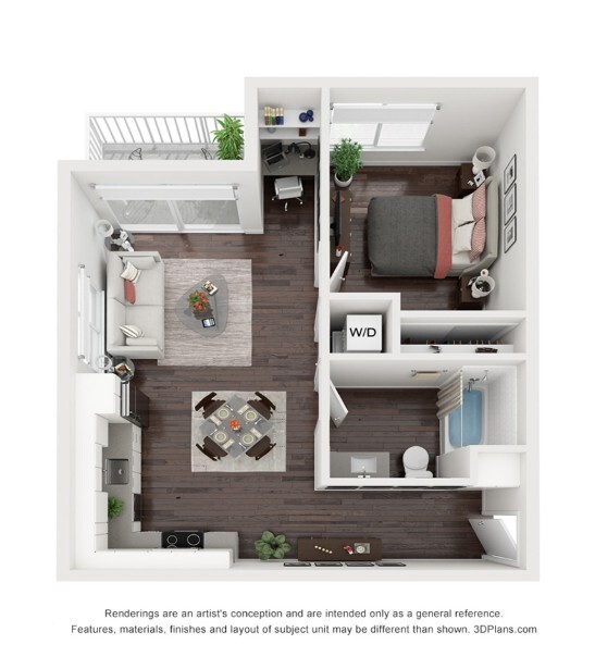 Floor Plan - 1 Bed 1 Bath - 682 sqft