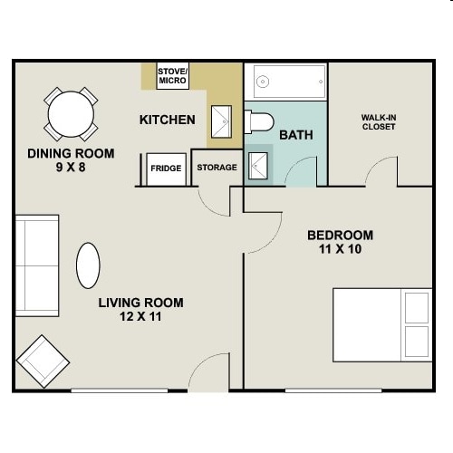1BR/1BA - 1 Bed 1 Bath Down