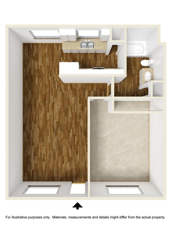 Floor Plan - 1 Bedroom, 1 Bathroom Plan C