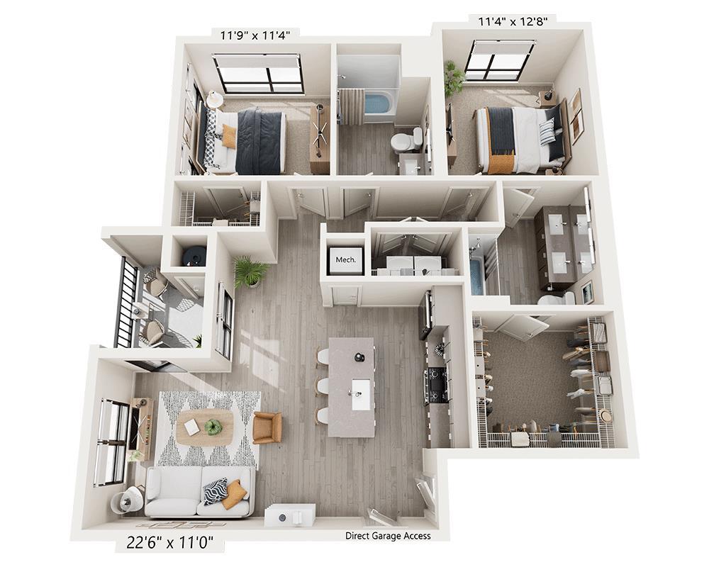 Floor Plan - Two Bedroom B2E