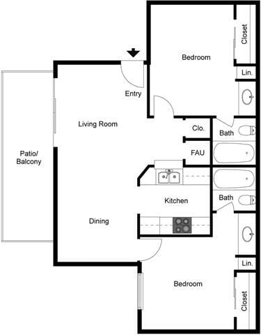 Floor Plan - 2 Bedroom 2 Bath