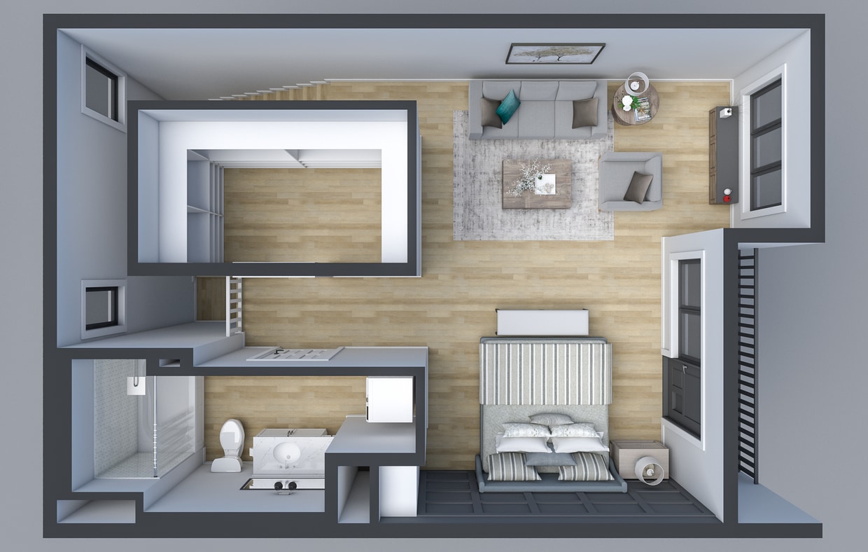 Floor Plan - A3: 1x1.5 Live/Work Loft