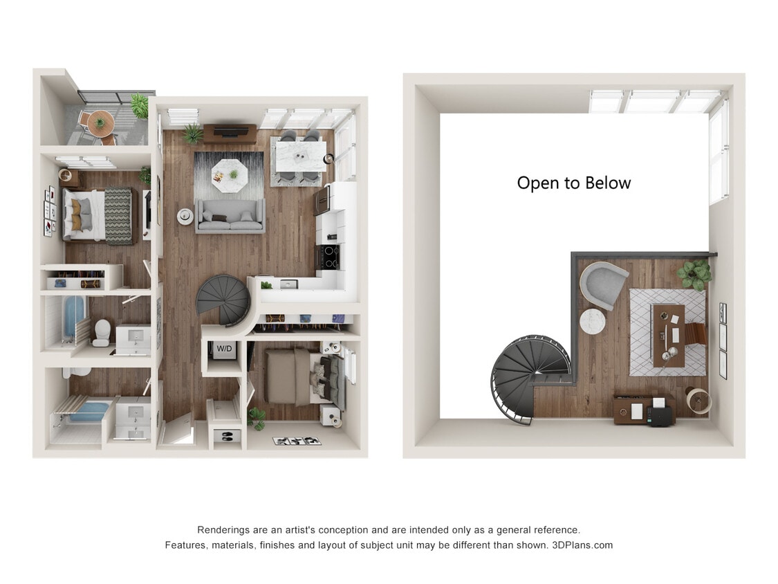 Floor Plan - 2 Bed 2 Bath - 1066 sqft