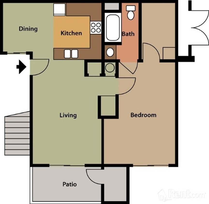 Floor Plan - 1 Bedroom 1 Bathroom ( Downstairs)