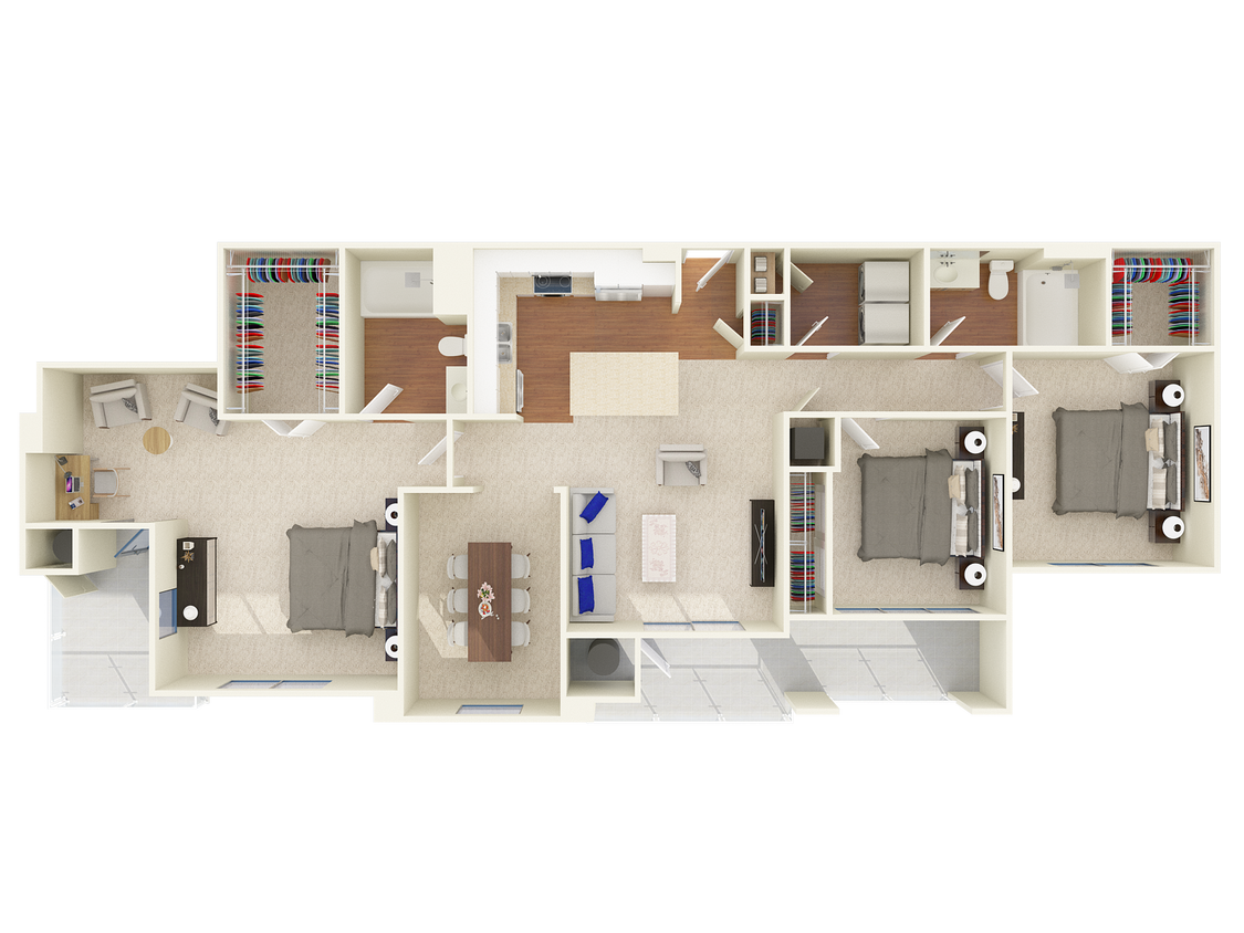 Floor Plan - Three Bedroom Two Bath