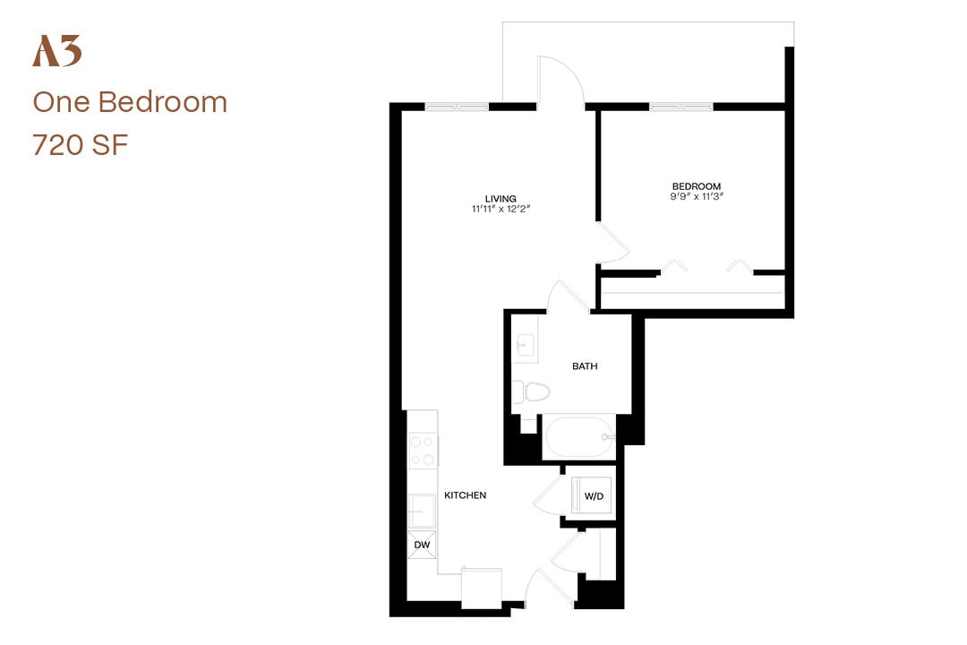 Floor Plan - One Bedroom A3