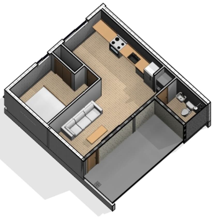 Floor Plan - 1 Bed / 1 Bath - E - Affordable