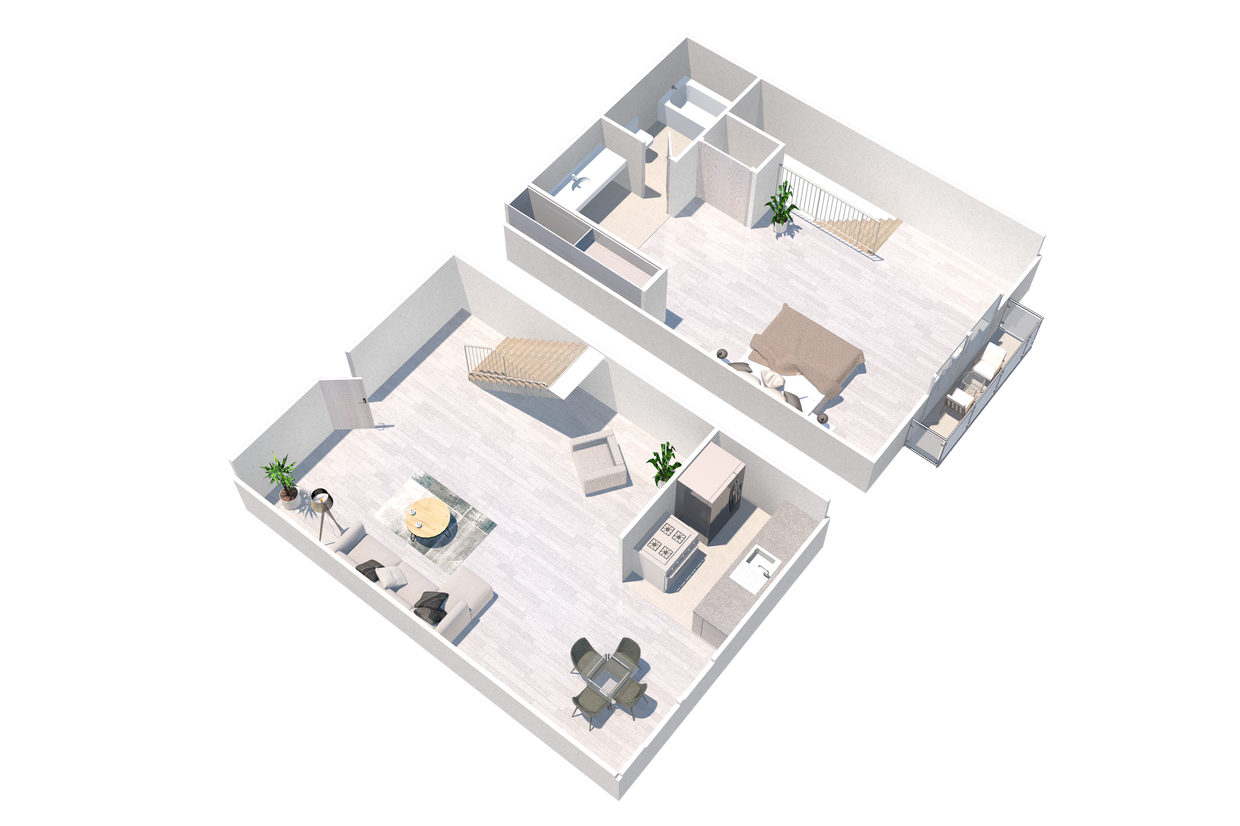 Floor Plan - One Bedroom Townhome