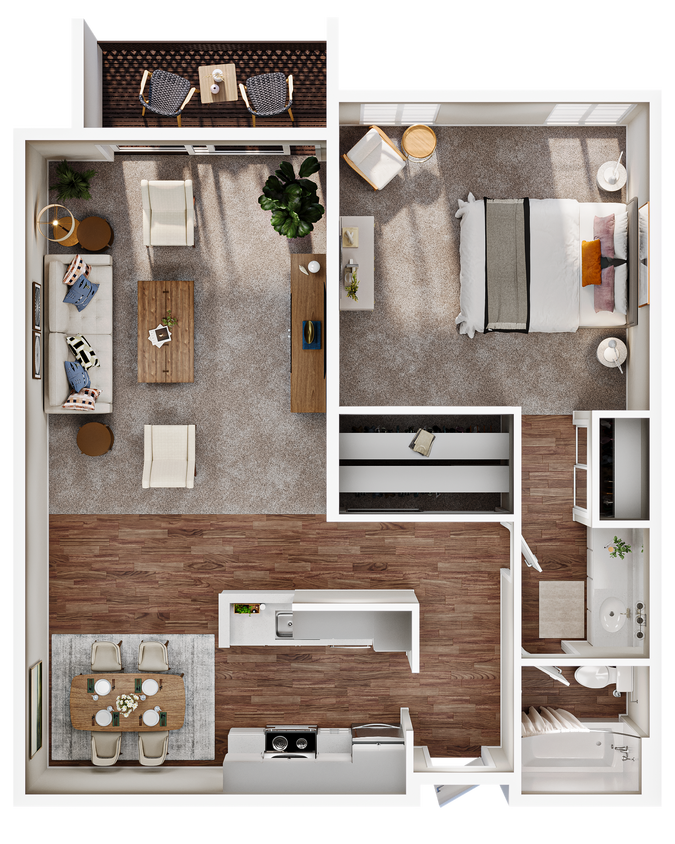 Floor Plan - 1 Bed, 1 Bath