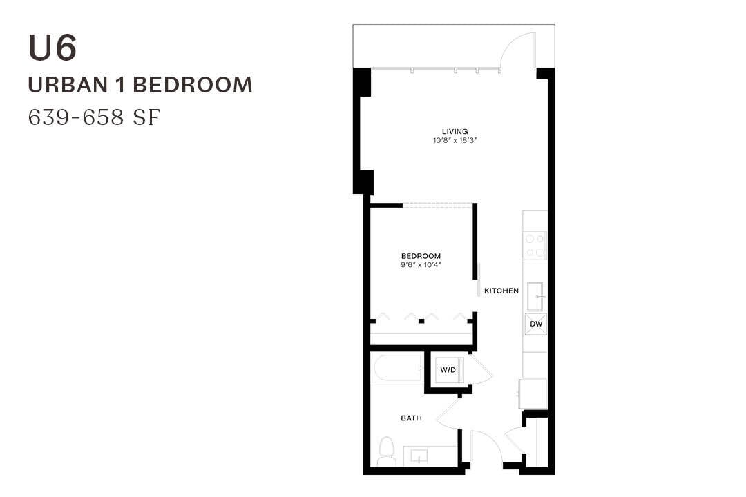 Floor Plan - Urban One Bedroom U6