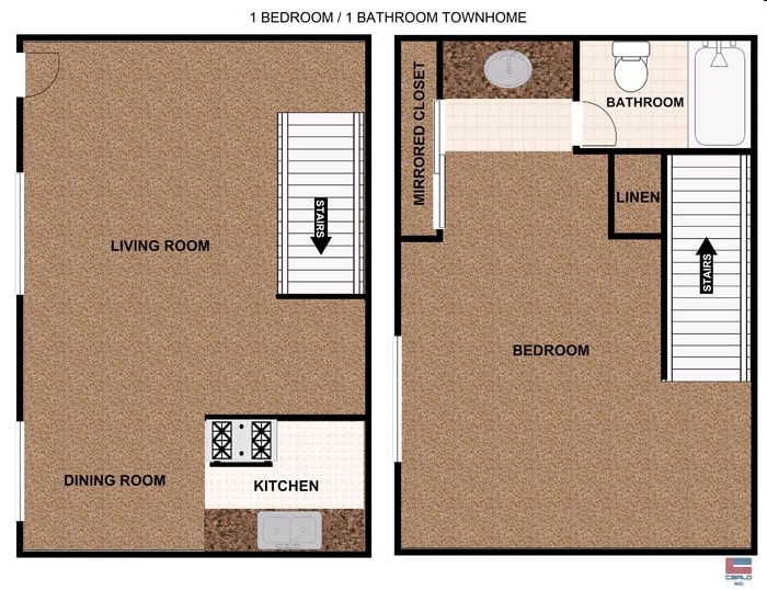 1BD/1BA - One Bedroom Townhome