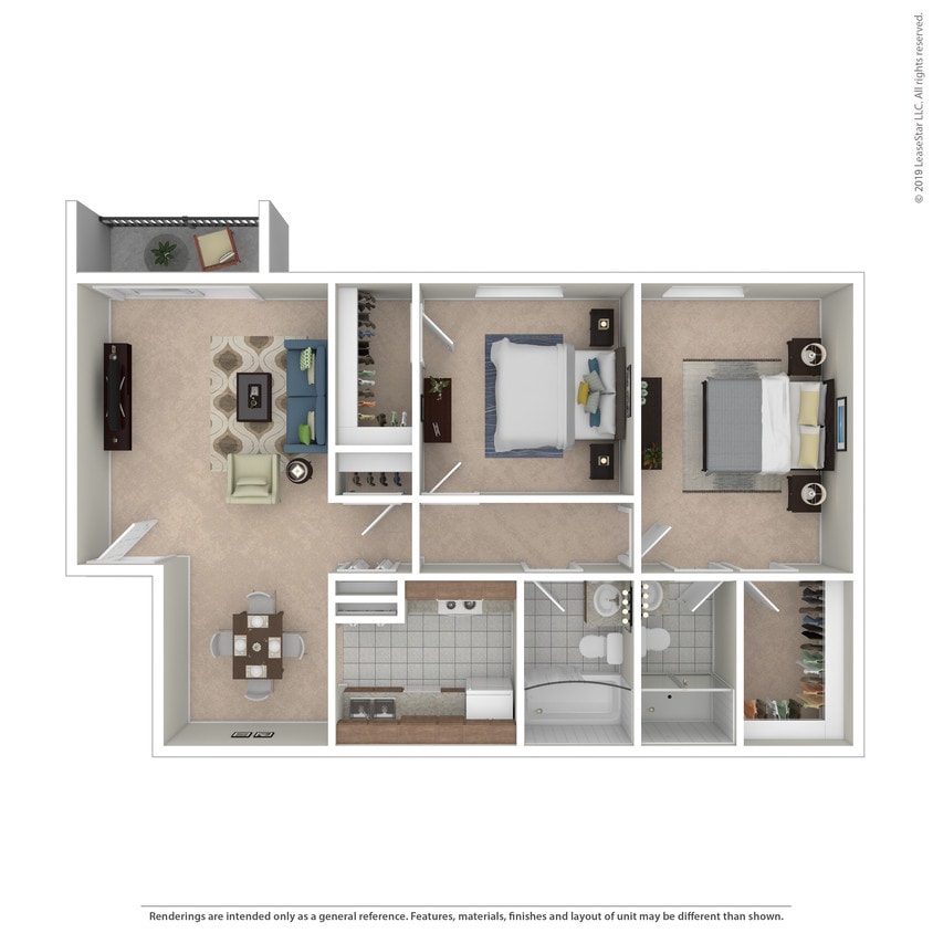 Floor Plan - 2 Bed 2 Bath