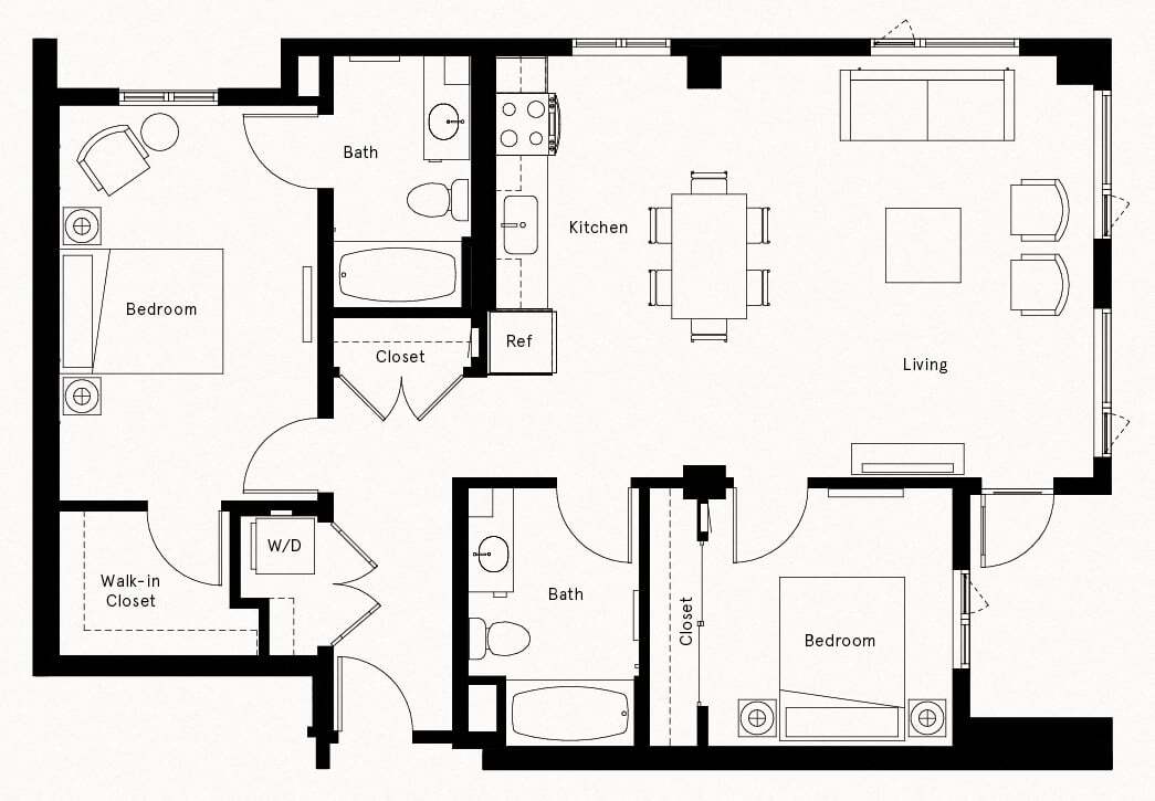 Floor Plan - 2 Bed/2 Bath-G2