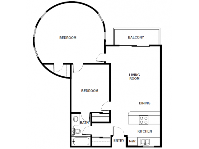 Floor Plan - 2 Bedroom/1 Bath