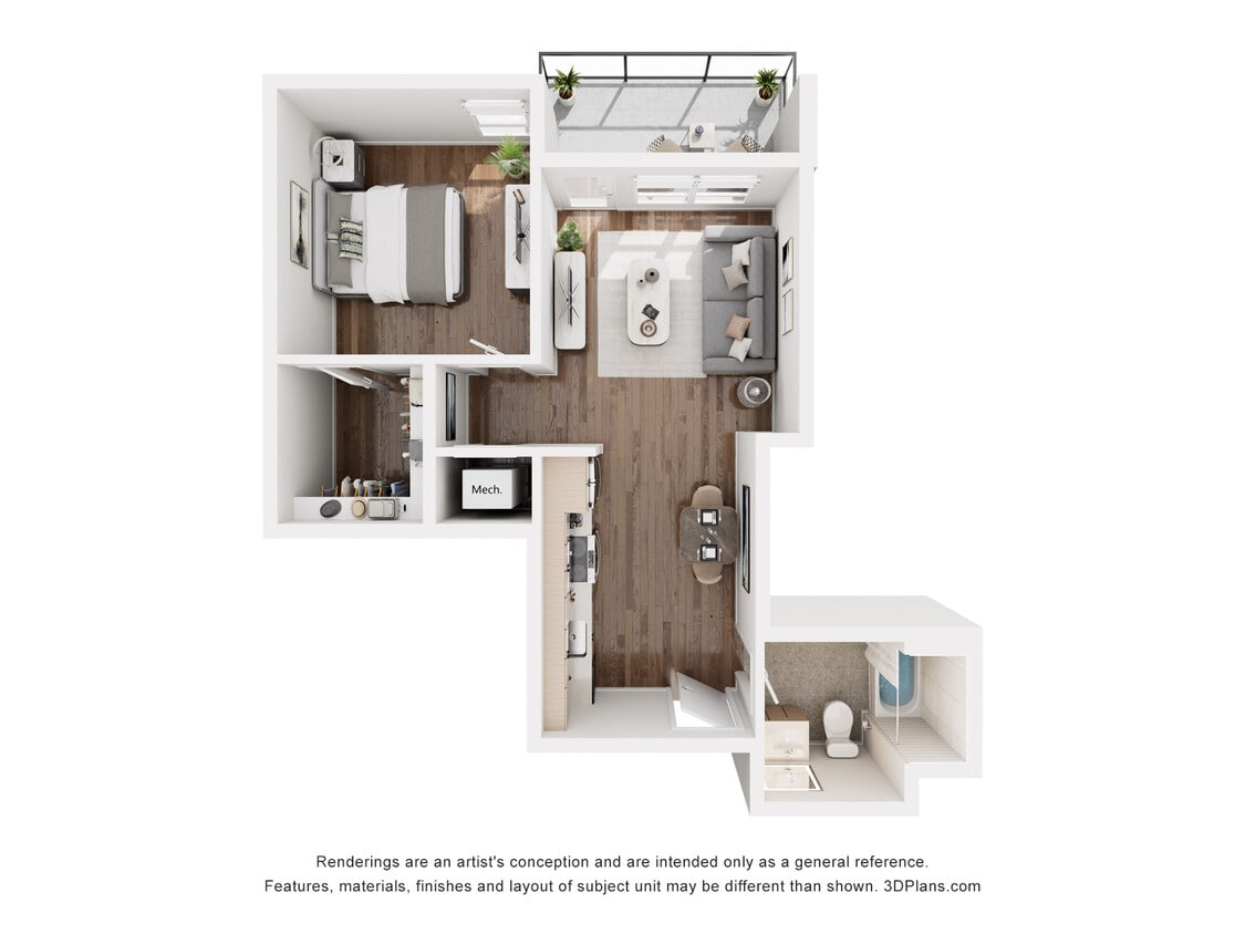 Floor Plan - H2 - 1 Bedroom