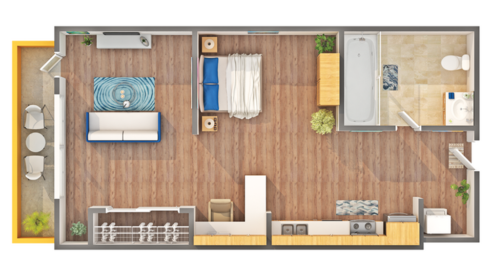 S8 Studio Floorplan - Unit 417 - Seaside II - S8