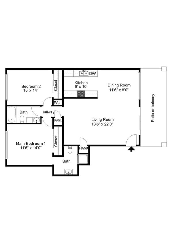 Floor Plan - 2x2-awcB