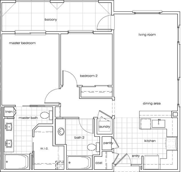 Floor Plan - 2Bedroom2BathroomC