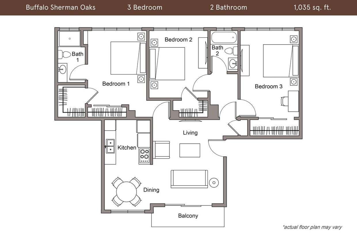 Floor Plan - 3 Bedroom, 2 Bath