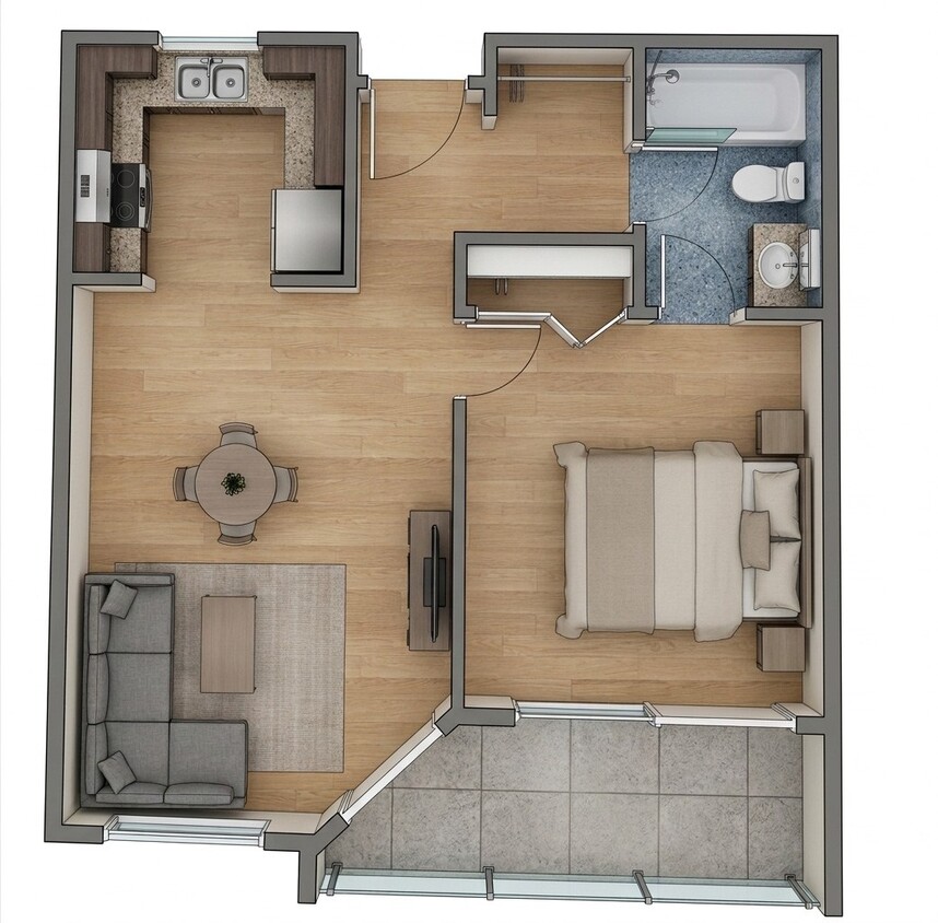 Floor Plan - The Balboa - One Bedroom